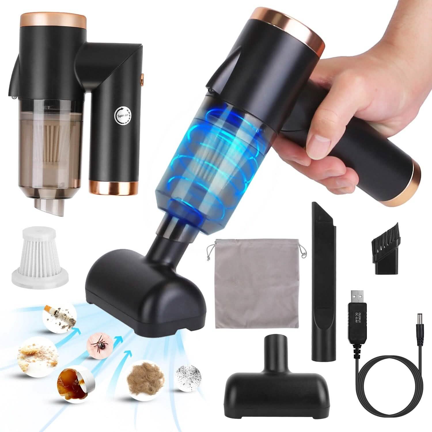 3-in-1 120W Portable Reachable Vacuum with Brush Nozzle Automotive - Tophatter Daily Deals
