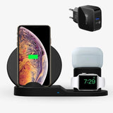 3 In 1 Wireless Charging Dock Station Desk Organizer Black - Tophatter Daily Deals