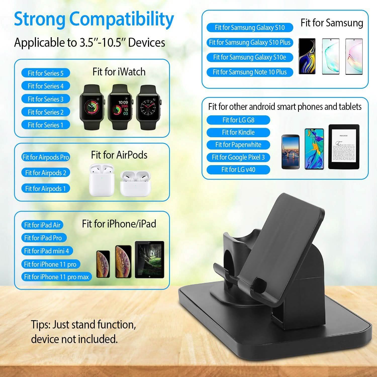 3-in-1 Charging Dock Station Phone Charger Stand Holder Mobile Accessories - Tophatter Daily Deals