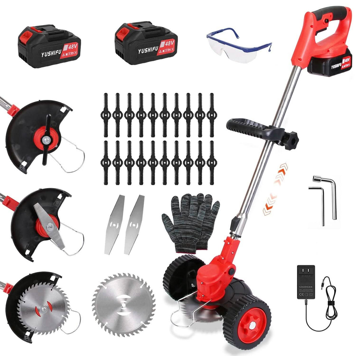 3-in-1 Electric Cordless Grass Wacker Battery Powered Grass Trimmer with Wheels Adjustable Head with 2-Pieces 2500mAh Batteries Garden & Patio - Tophatter Daily Deals