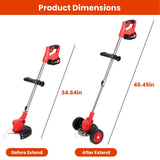 3-in-1 Electric Cordless Grass Wacker Battery Powered Grass Trimmer with Wheels Adjustable Head with 2-Pieces 2500mAh Batteries Garden & Patio - Tophatter Daily Deals