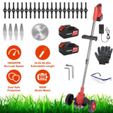 3-in-1 Electric Cordless Grass Wacker Battery Powered Grass Trimmer with Wheels Adjustable Head with 2-Pieces 2500mAh Batteries Garden & Patio - Tophatter Daily Deals