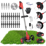 3-in-1 Electric Cordless Grass Wacker Battery Powered Grass Trimmer with Wheels Adjustable Head with 2-Pieces 2500mAh Batteries Garden & Patio - Tophatter Daily Deals