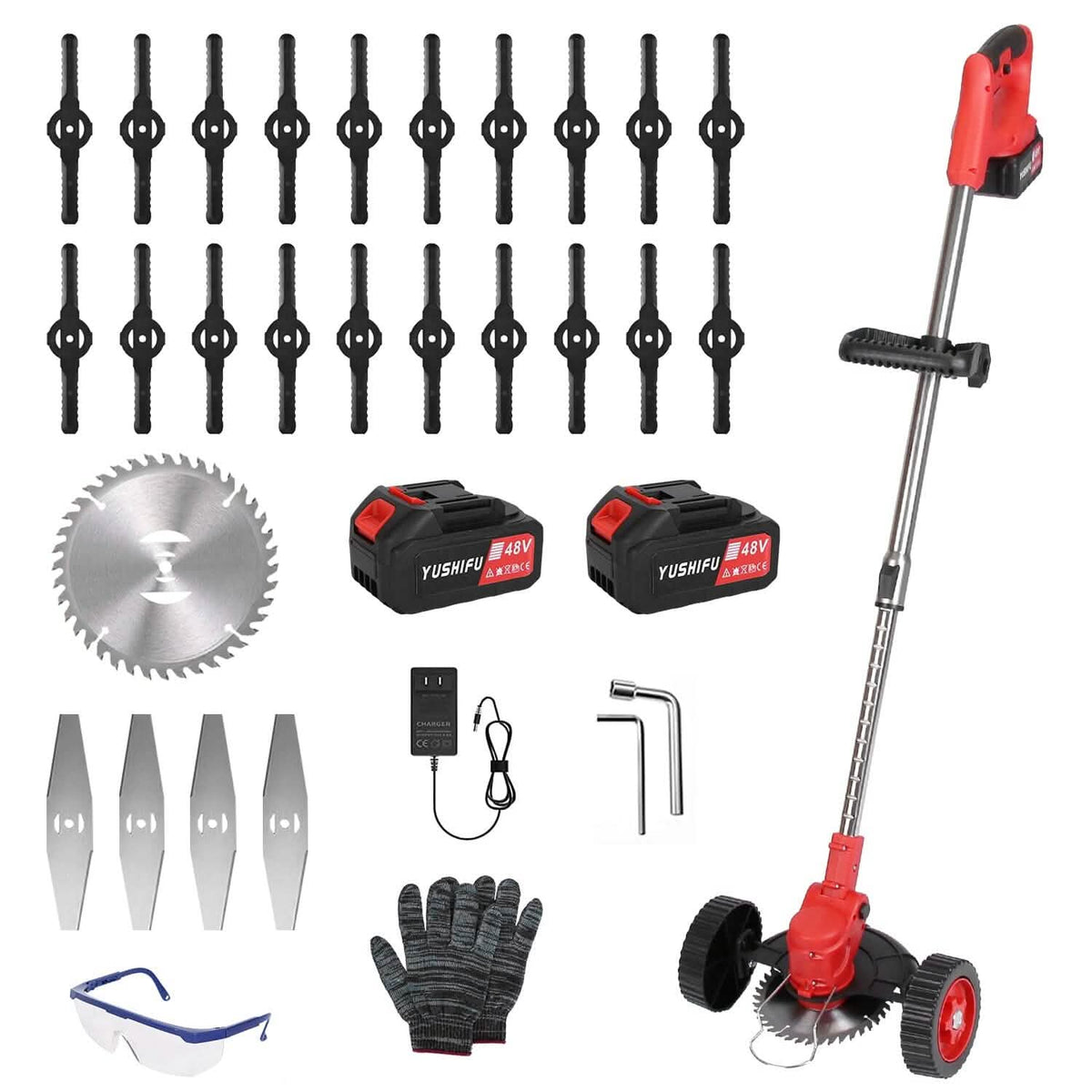 3-in-1 Electric Cordless Grass Wacker Battery Powered Grass Trimmer with Wheels Adjustable Head with 2-Pieces 2500mAh Batteries Garden & Patio - Tophatter Daily Deals