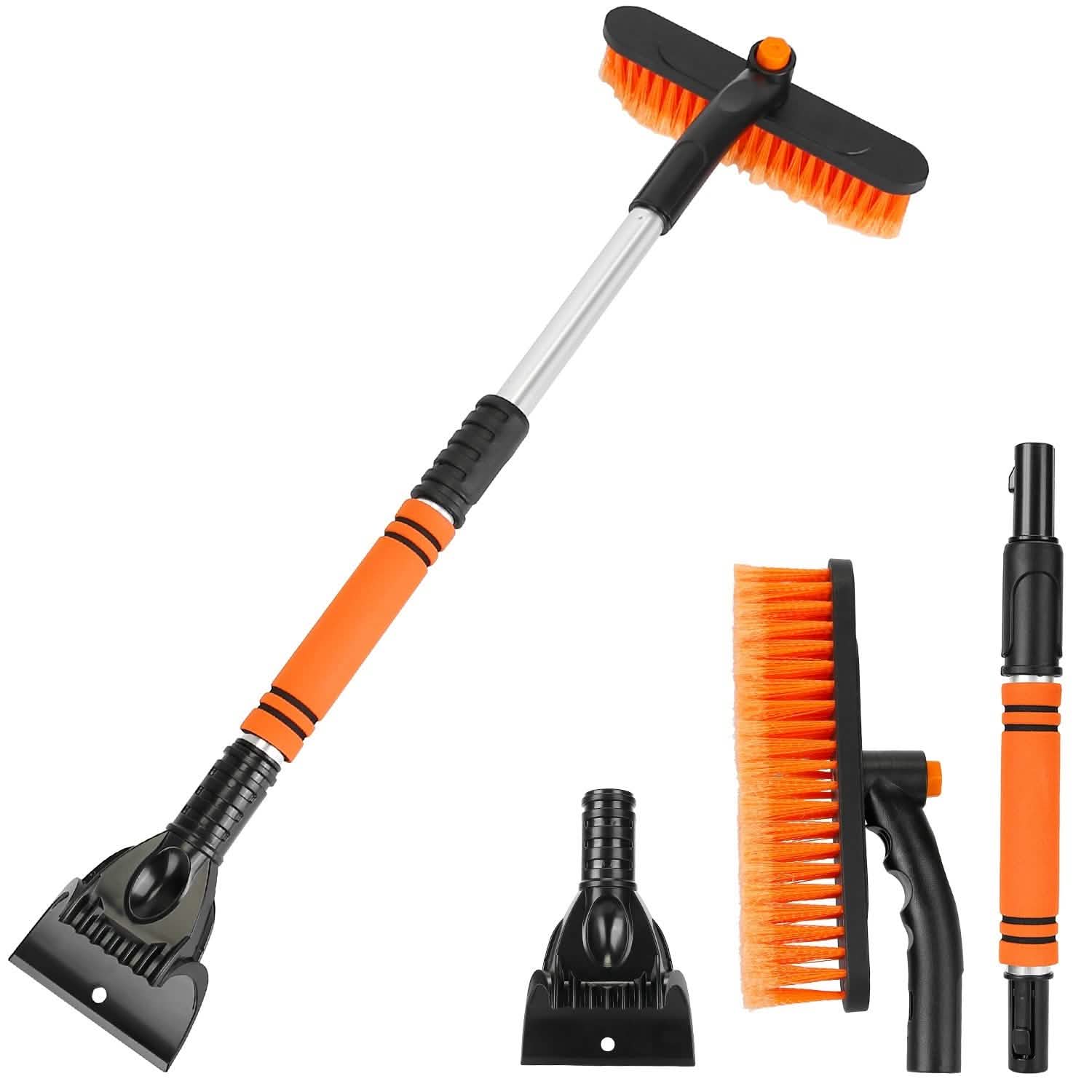 3-in-1 Extendable Windshield Ice Scraper Orange Automotive - Tophatter Daily Deals
