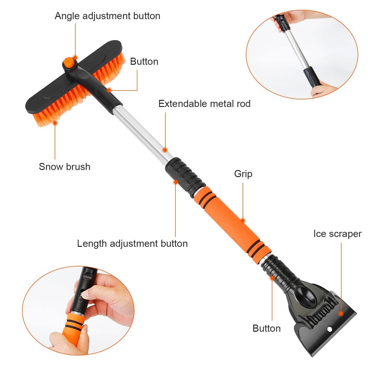 3-in-1 Extendable Windshield Ice Scraper Automotive - Tophatter Daily Deals