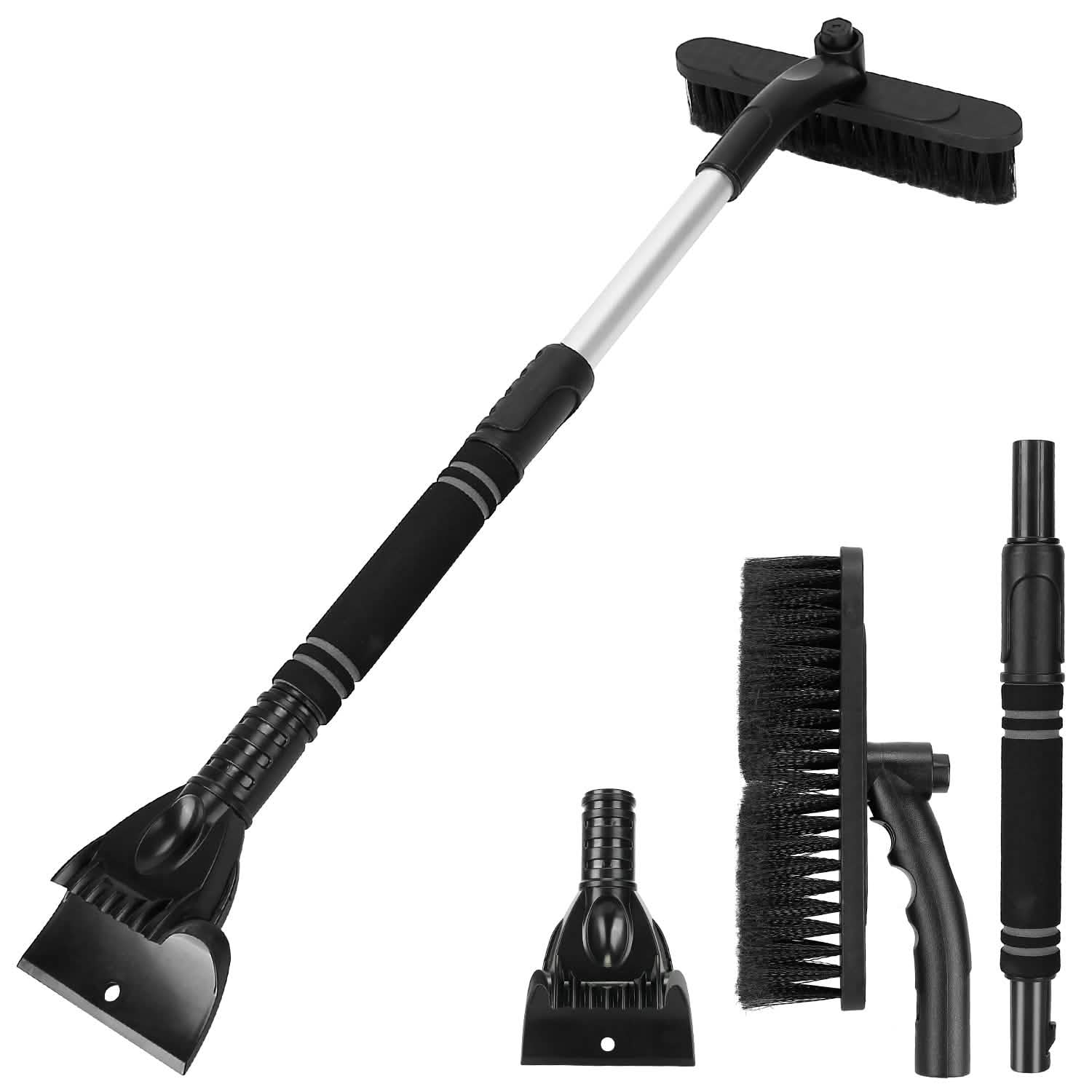 3-in-1 Extendable Windshield Ice Scraper Black Automotive - Tophatter Daily Deals