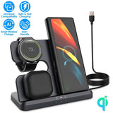 3-in-1 Fast Wireless Charger for Qi-enable Phones, Earphones and Watches Mobile Accessories - Tophatter Daily Deals