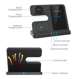 3-in-1 Fast Wireless Charger for Qi-enable Phones, Earphones and Watches Mobile Accessories - Tophatter Daily Deals