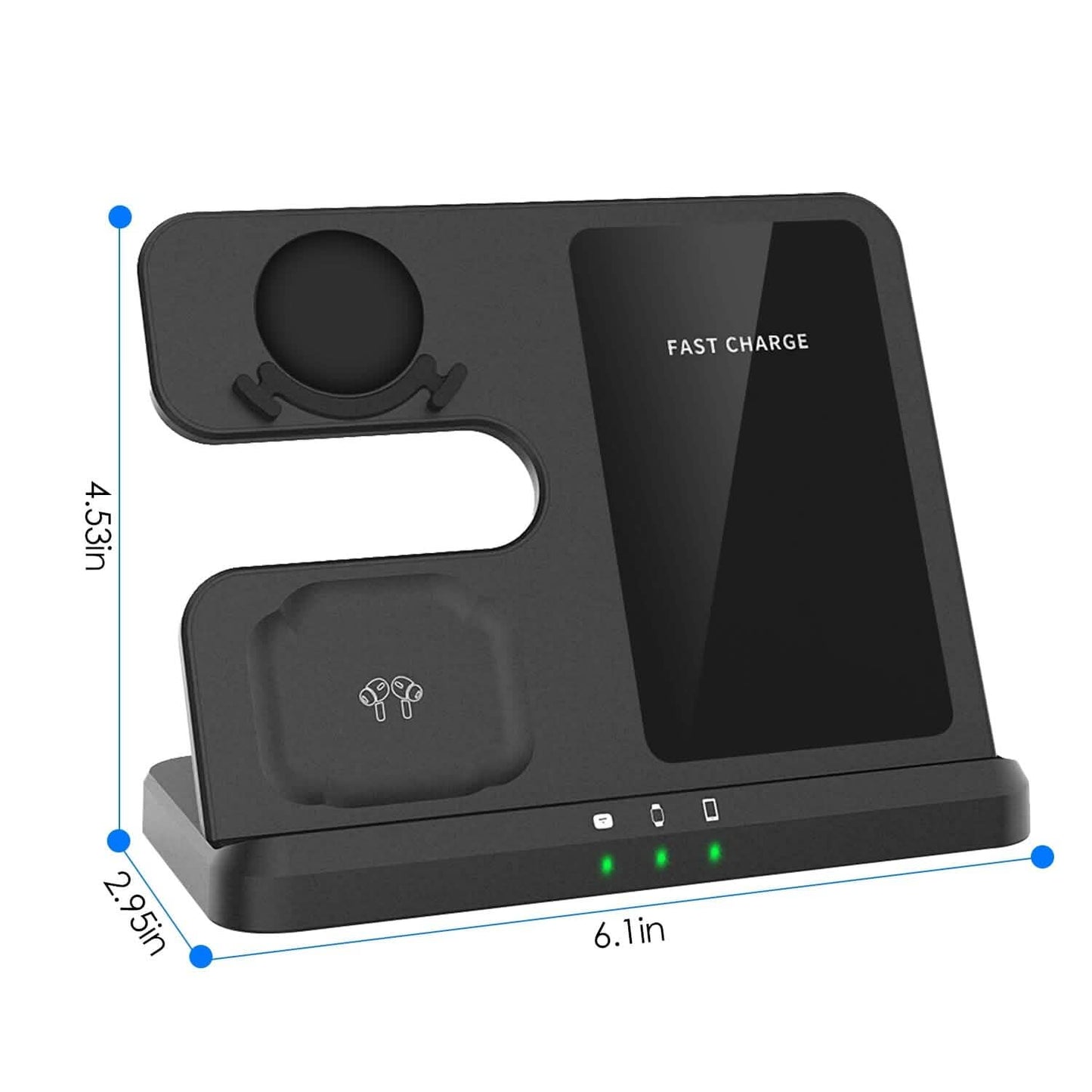 3-in-1 Fast Wireless Charger for Qi-enable Phones, Earphones and Watches Mobile Accessories - Tophatter Daily Deals