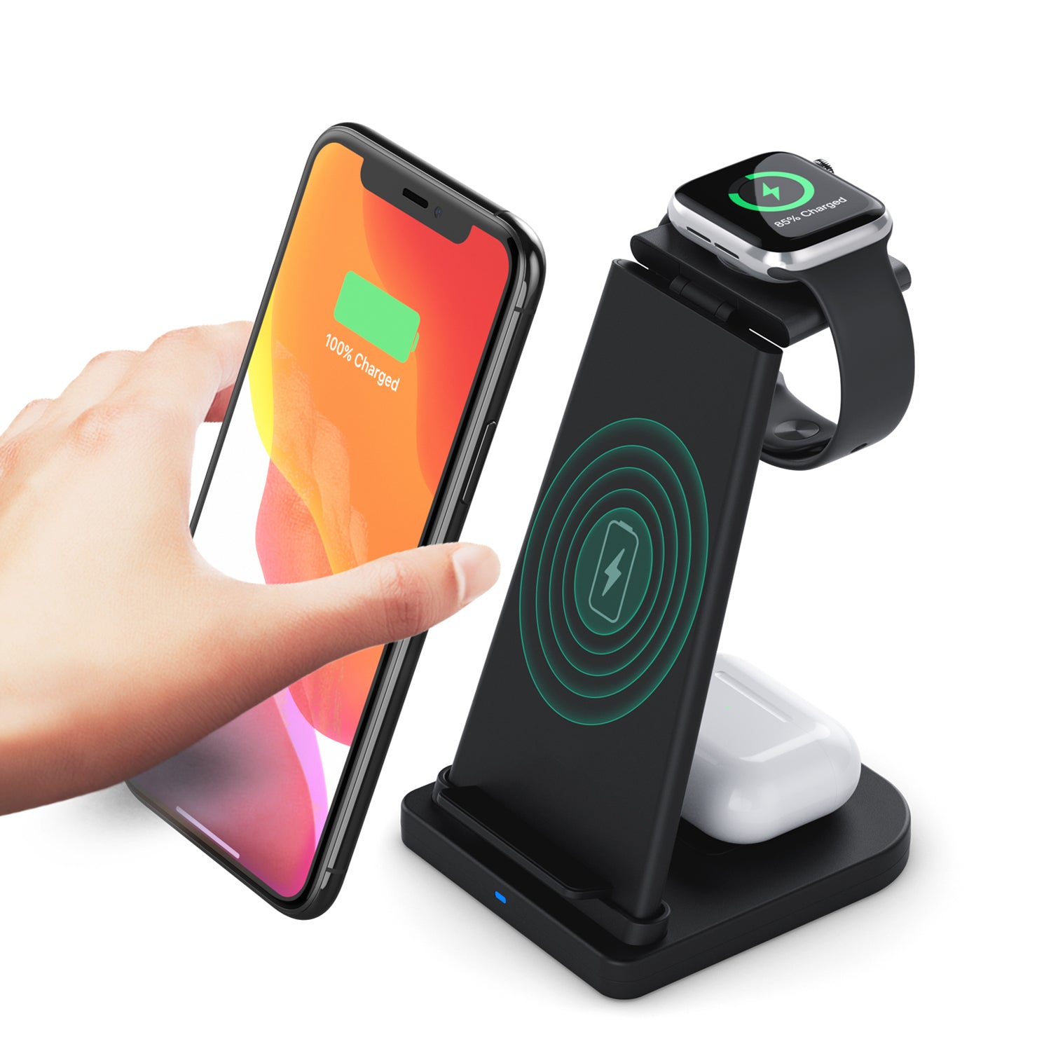 3-in-1 Foldable Fast Wireless Charging Stand Charging Station - Tophatter Daily Deals