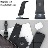 3-in-1 Foldable Fast Wireless Charging Stand Charging Station - Tophatter Daily Deals
