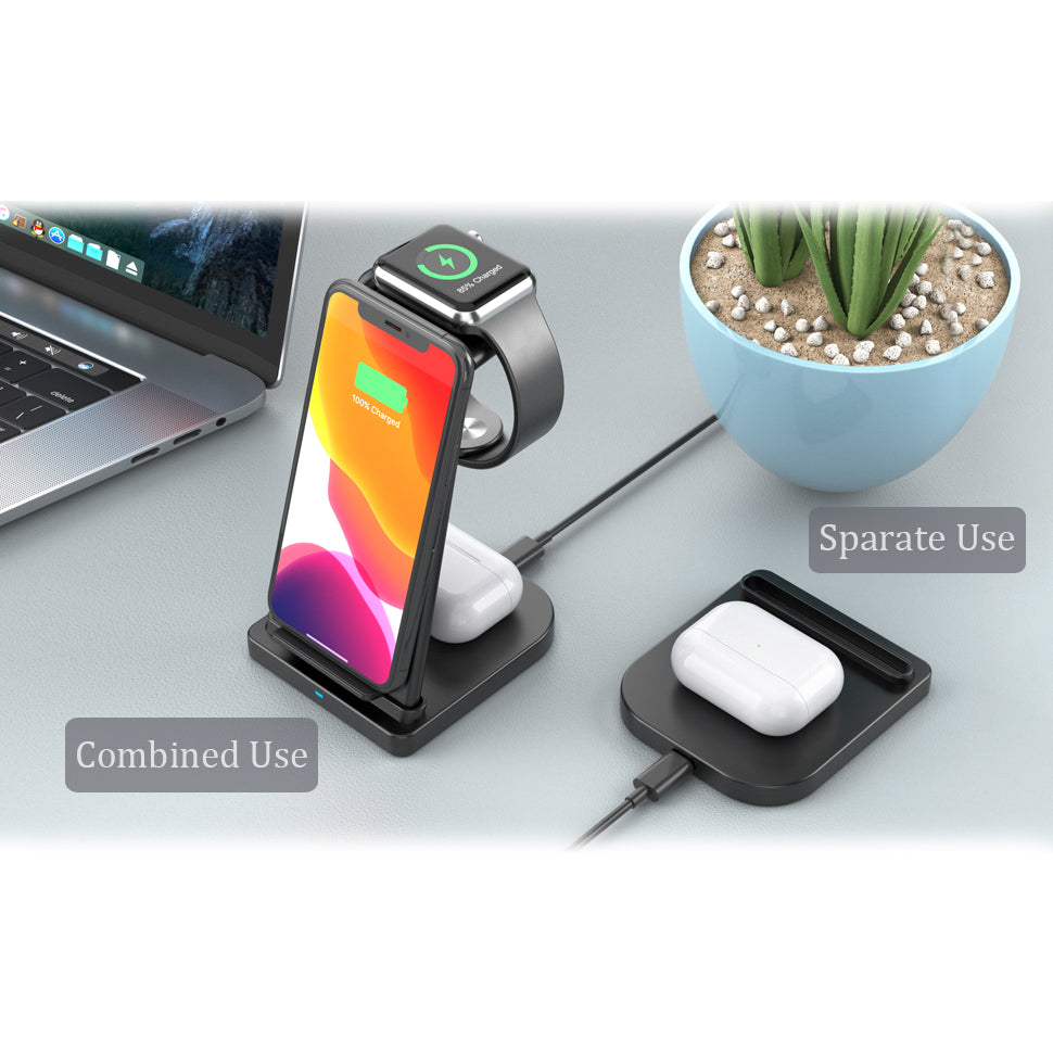 3-in-1 Foldable Fast Wireless Charging Stand Charging Station - Tophatter Daily Deals