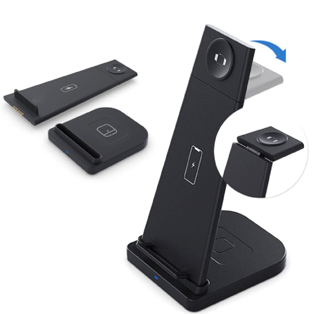 3-in-1 Foldable Fast Wireless Charging Stand Charging Station - Tophatter Daily Deals