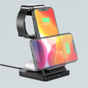 3-in-1 Foldable Fast Wireless Charging Stand Charging Station - Tophatter Daily Deals