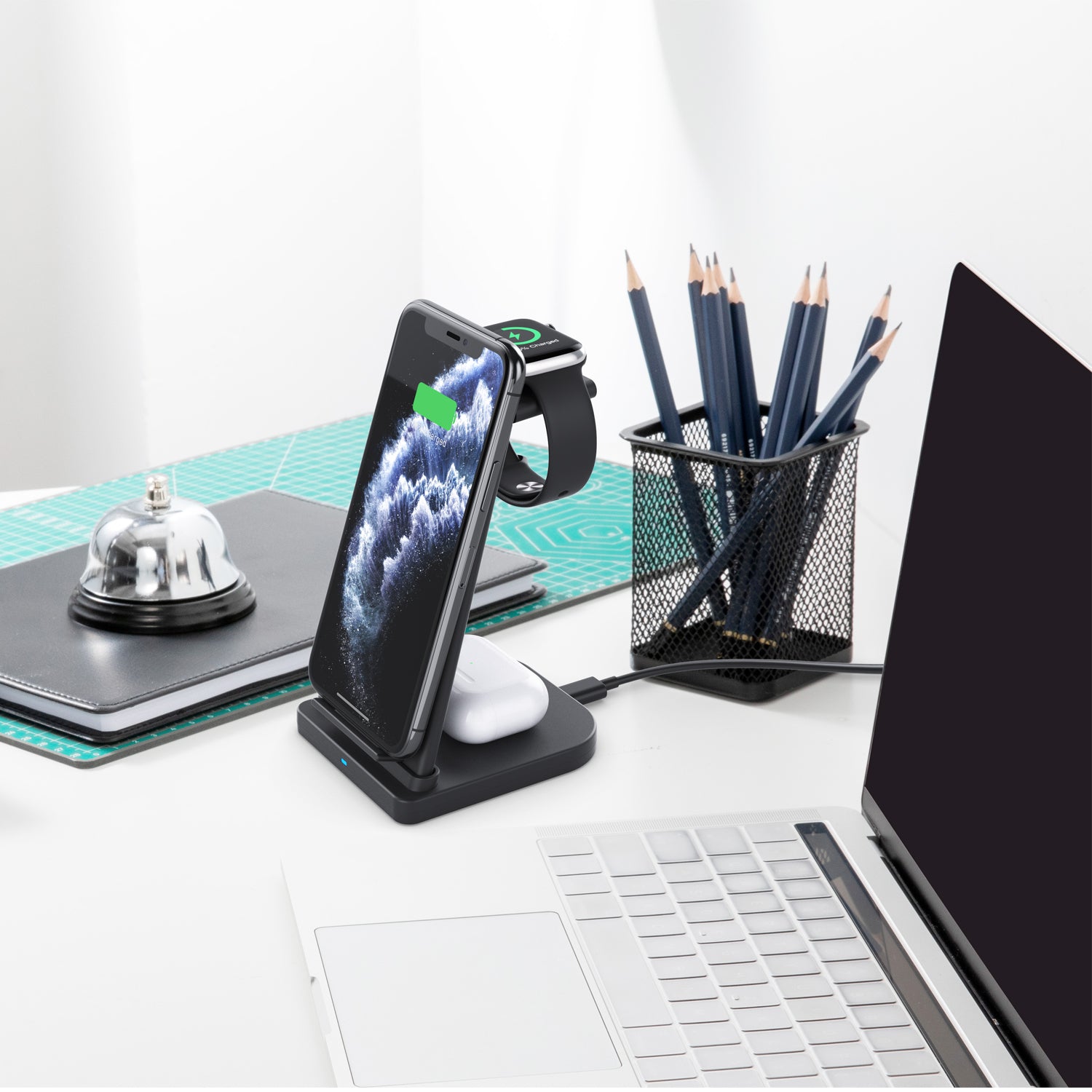 3-in-1 Foldable Fast Wireless Charging Stand Charging Station - Tophatter Daily Deals