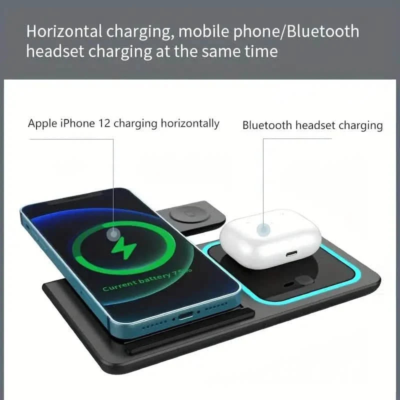 3-in-1 Folding Fast Wireless Charger Station Phone Chargers - Tophatter Daily Deals