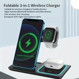 3-in-1 Folding Fast Wireless Charger Station Phone Chargers - Tophatter Daily Deals