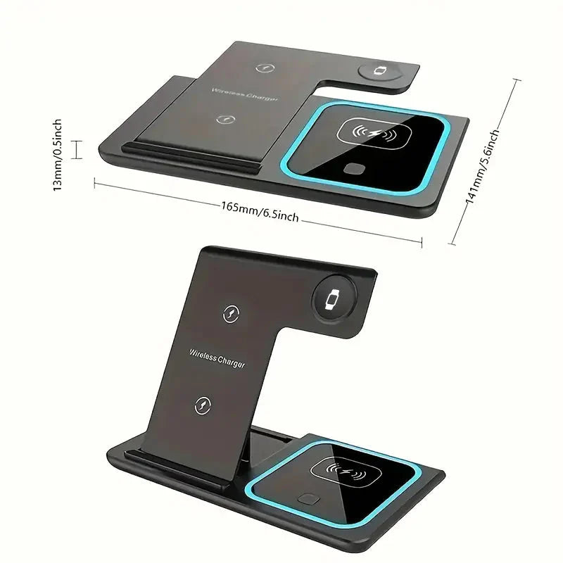 3-in-1 Folding Fast Wireless Charger Station Charging Station - Tophatter Daily Deals