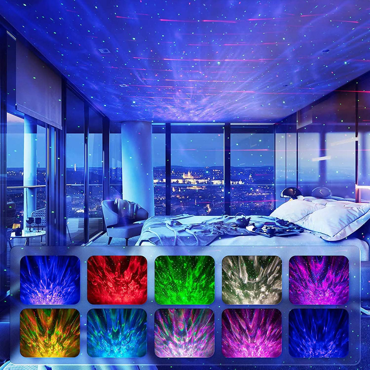 3-in-1 Galaxy Night Light Projector with Remote Control Indoor Lighting - Tophatter Daily Deals