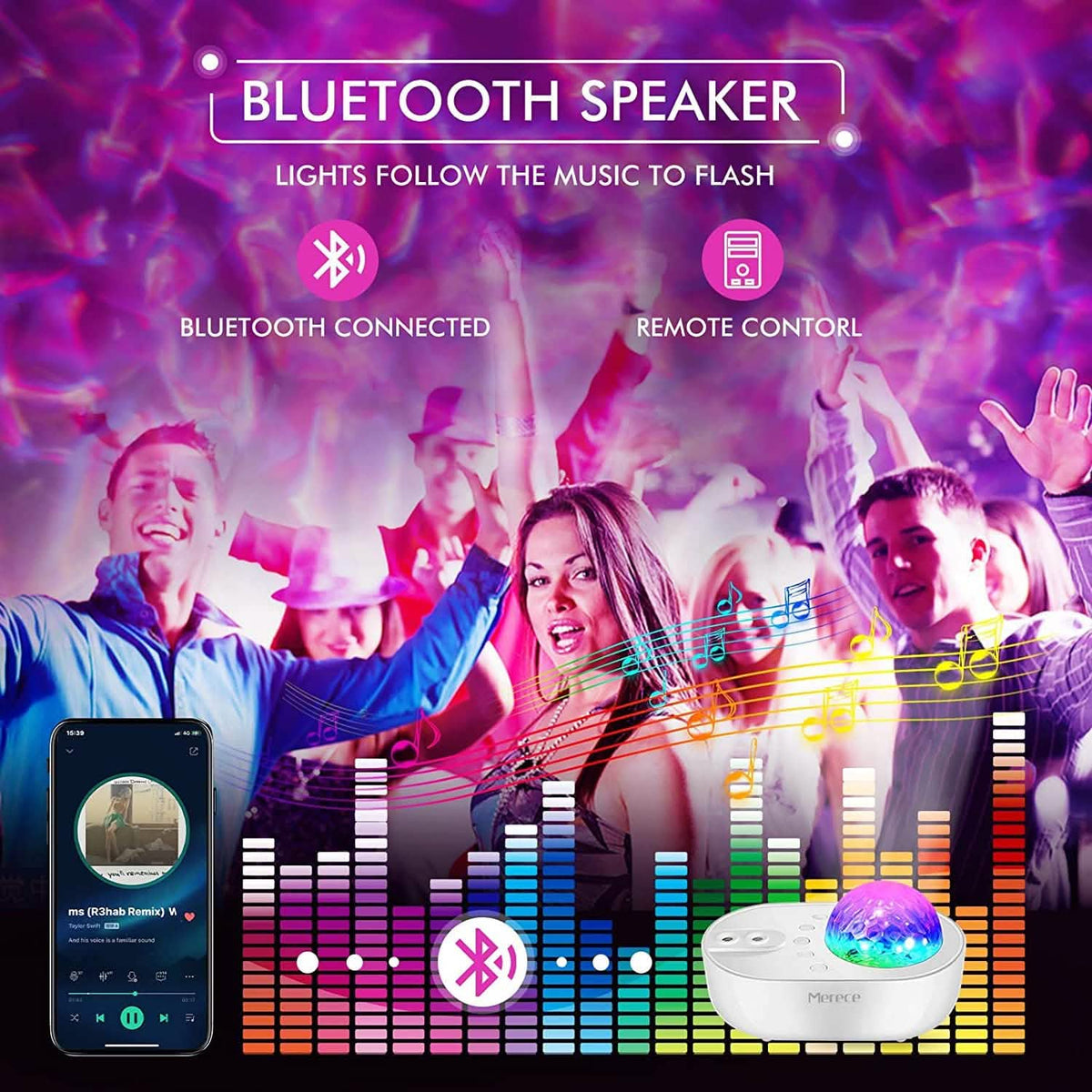 3-in-1 Galaxy Night Light Projector with Remote Control Indoor Lighting - Tophatter Daily Deals