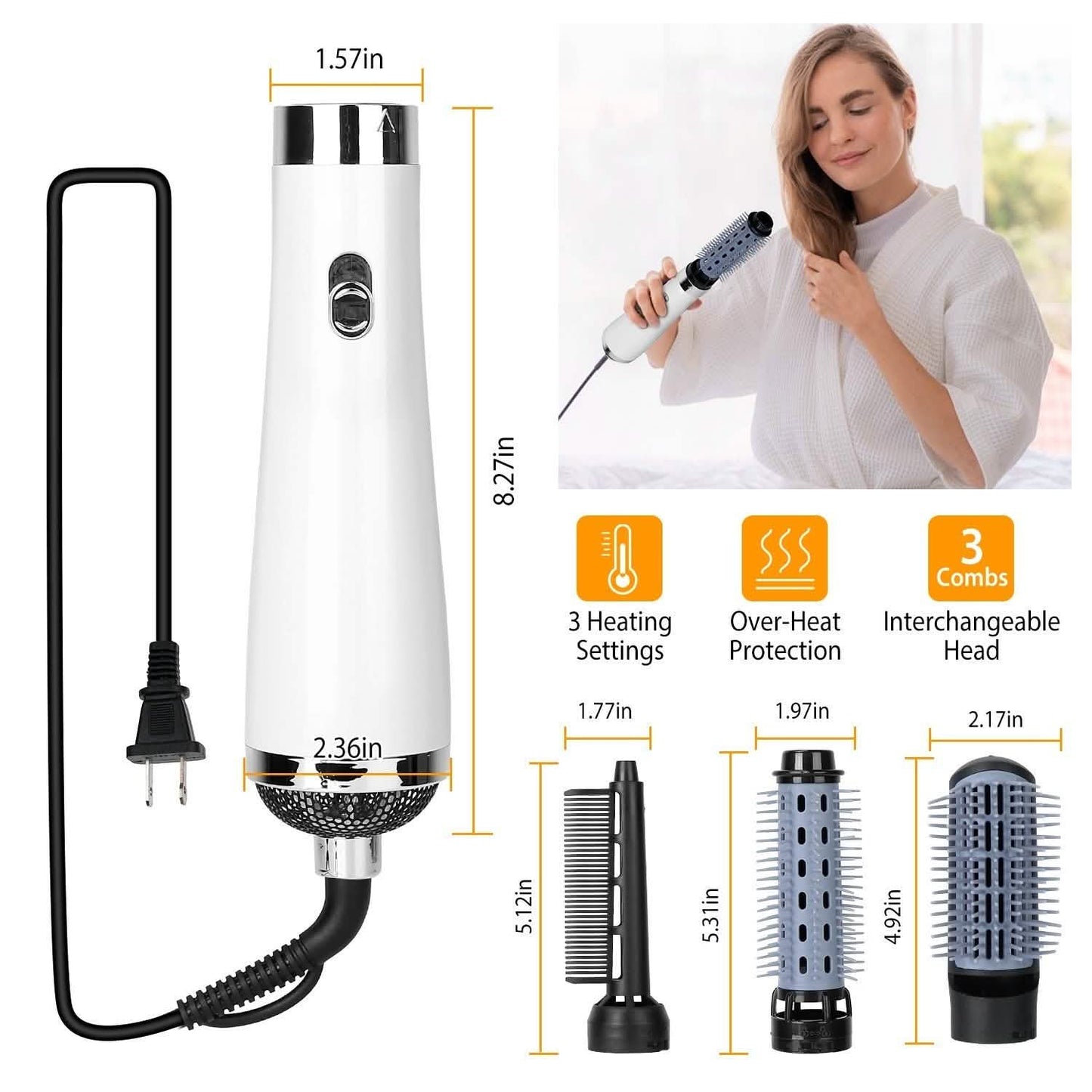 3-in-1 Hot Air Brush One-Step Hair Dryer Comb Beauty & Personal Care - Tophatter Daily Deals