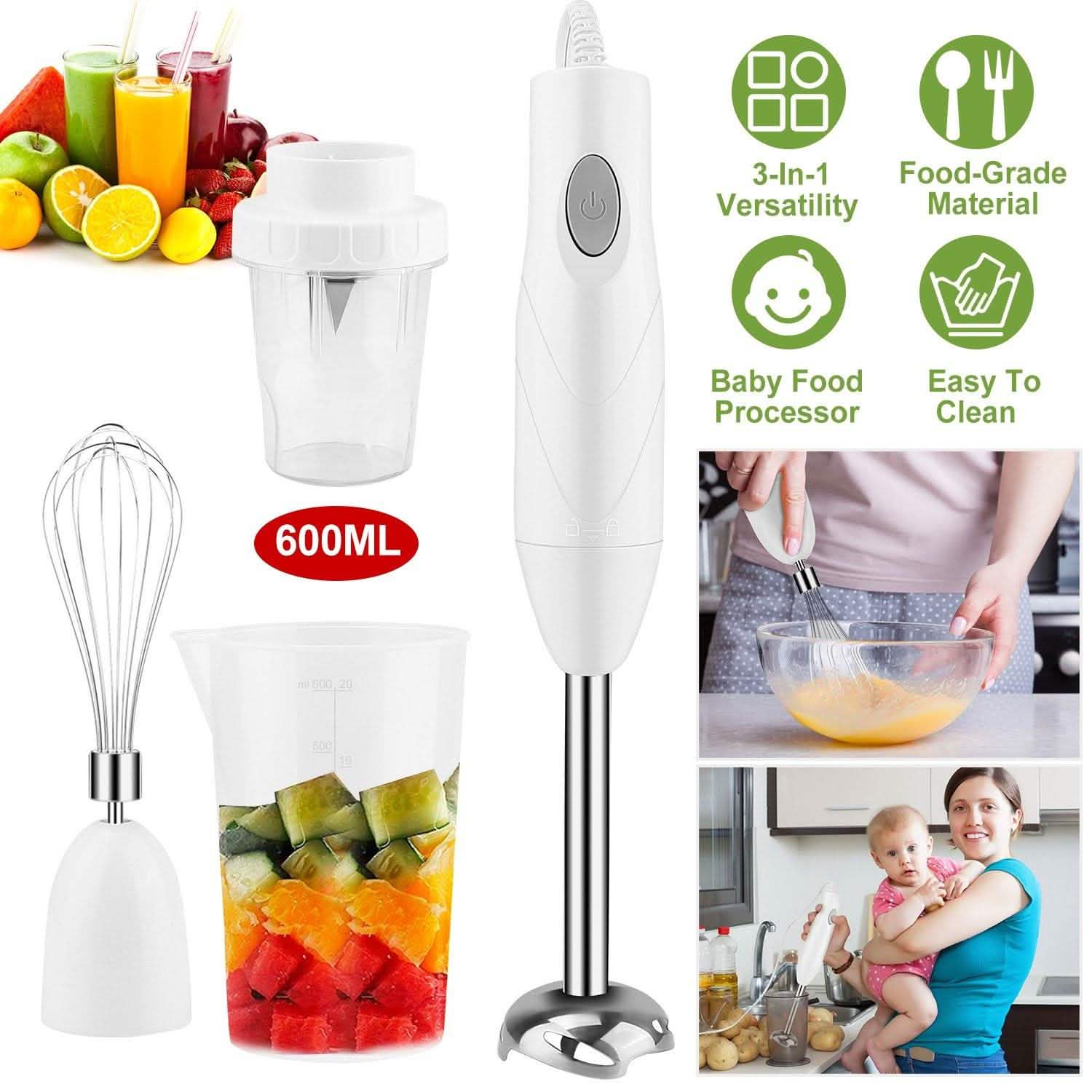 3-in-1 Immersion Hand Blender Multifunctional Stick Kitchen Appliances - Tophatter Daily Deals