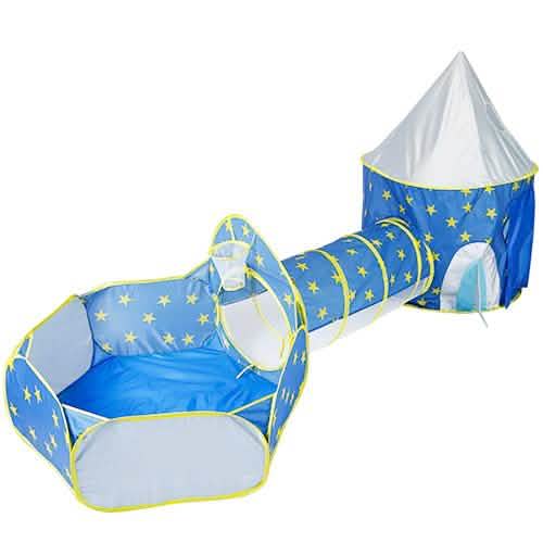 3-in-1 Kids Play Tent Ball Pit Set Blue Toys & Games - Tophatter Daily Deals