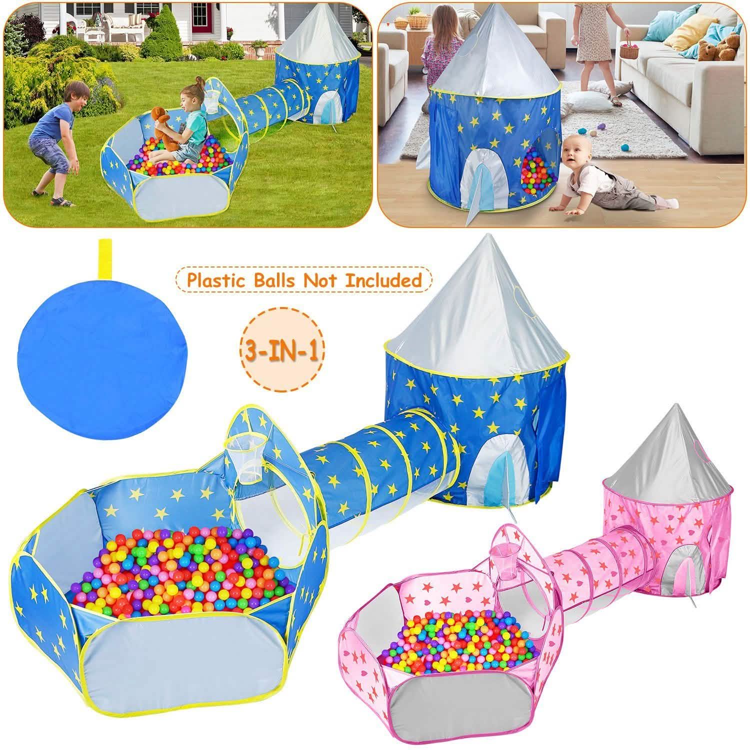 3-in-1 Kids Play Tent Ball Pit Set Toys & Games - Tophatter Daily Deals