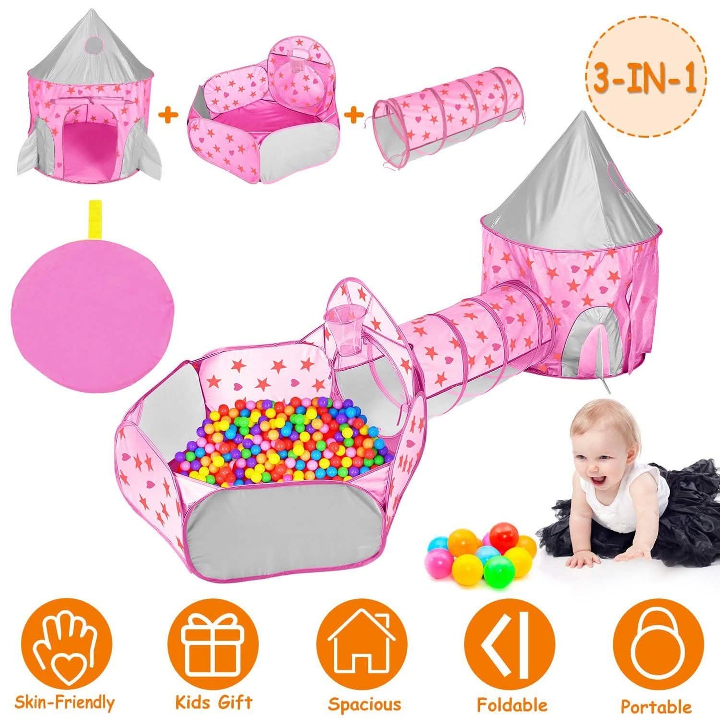 3-in-1 Kids Play Tent Ball Pit Set Toys & Games - Tophatter Daily Deals