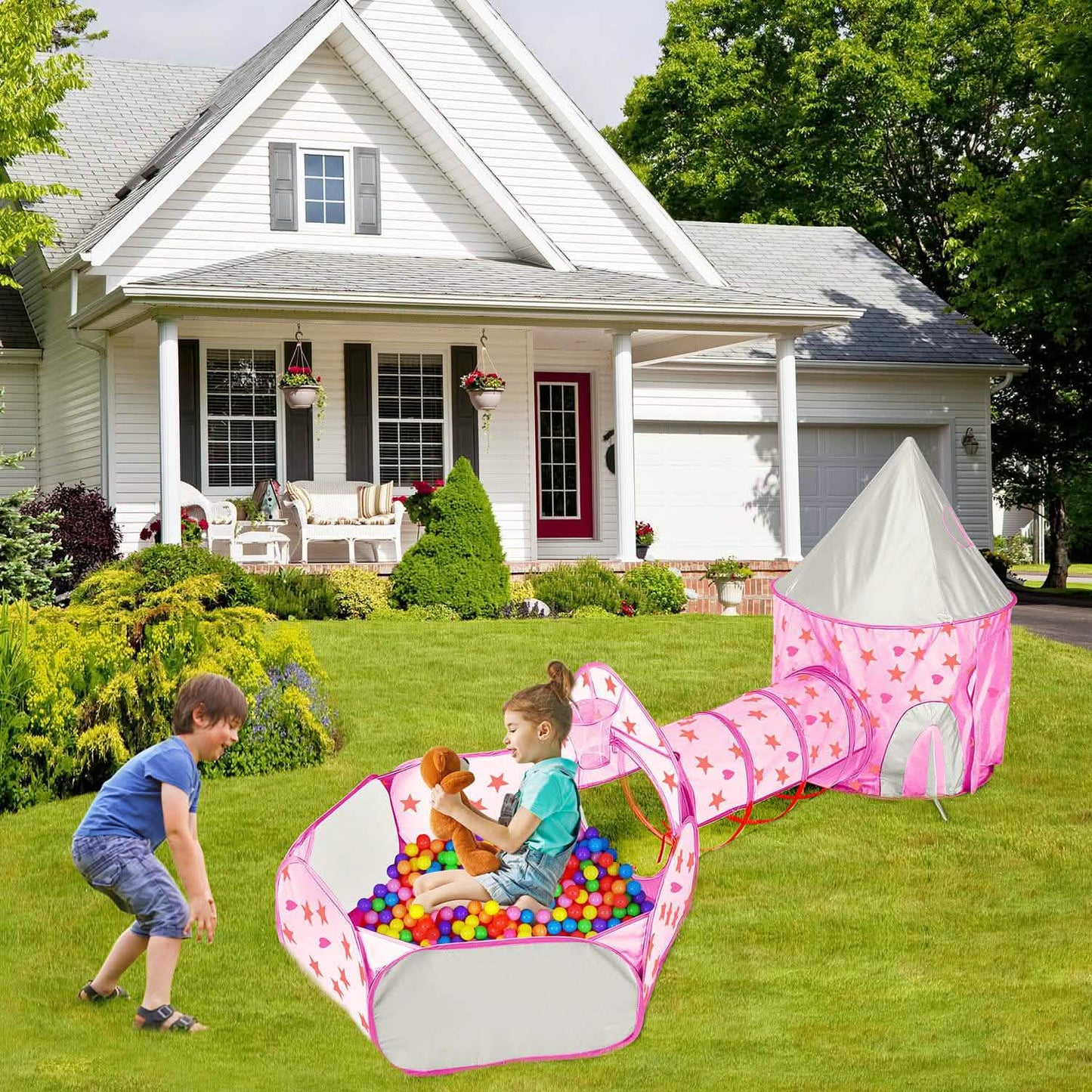 3-in-1 Kids Play Tent Ball Pit Set Toys & Games - Tophatter Daily Deals