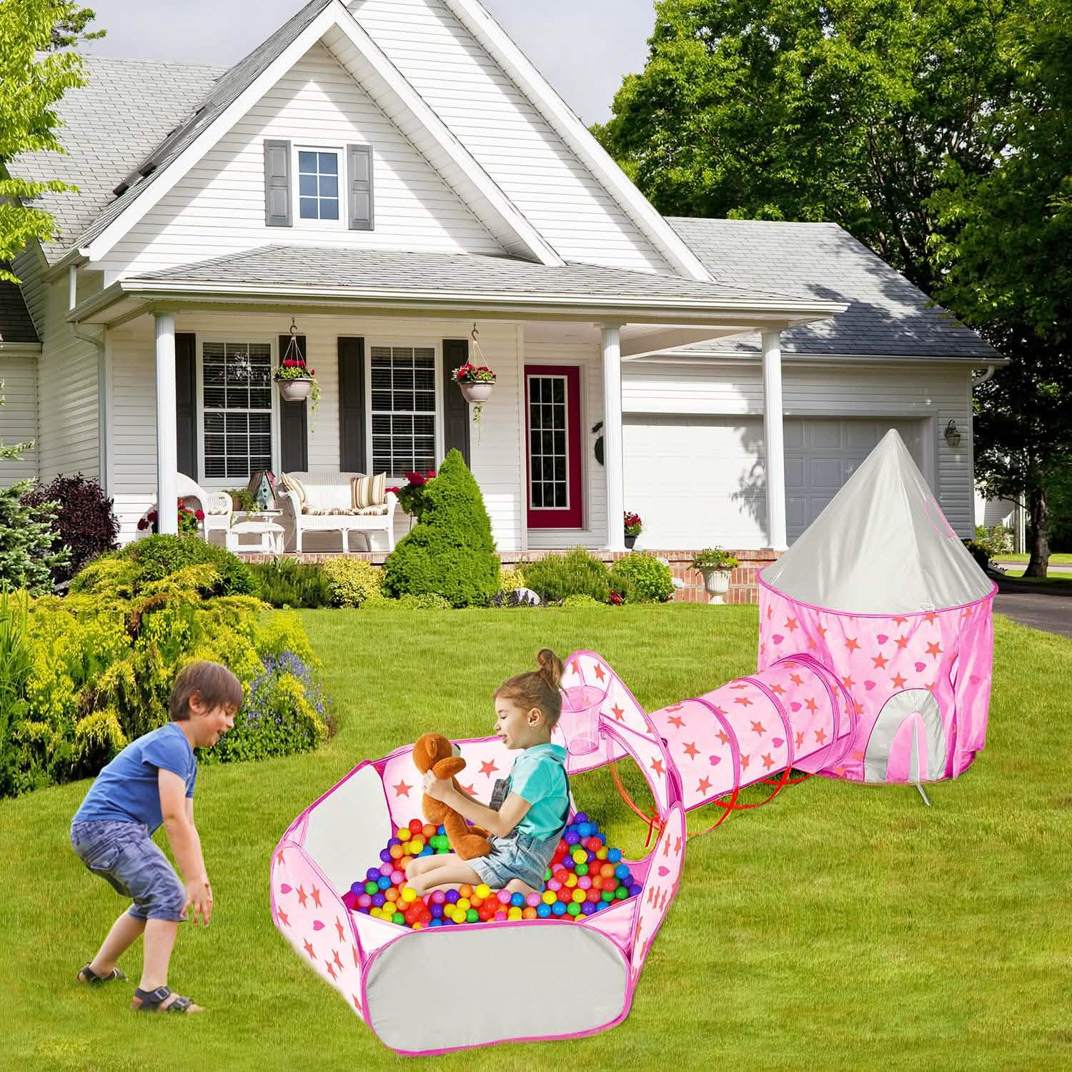 3-in-1 Kids Play Tent Ball Pit Set Toys & Games - Tophatter Daily Deals
