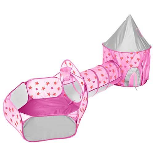3-in-1 Kids Play Tent Ball Pit Set Pink Toys & Games - Tophatter Daily Deals