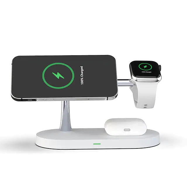3-in-1 Magnetic Wireless Charger White Charging Station - Tophatter Daily Deals