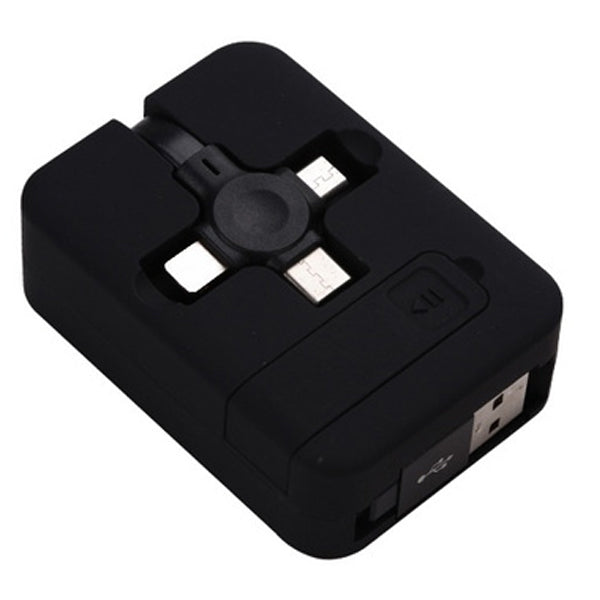 3-in-1 Portable Retractable Charging Cable Black Charging Cable - Tophatter Daily Deals
