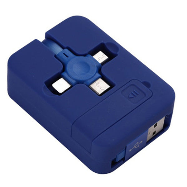 3-in-1 Portable Retractable Charging Cable Blue Charging Cable - Tophatter Daily Deals