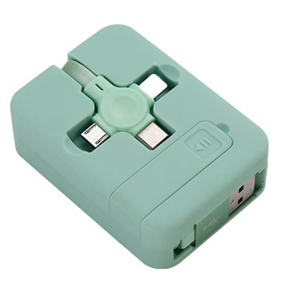 3-in-1 Portable Retractable Charging Cable Green Charging Cable - Tophatter Daily Deals