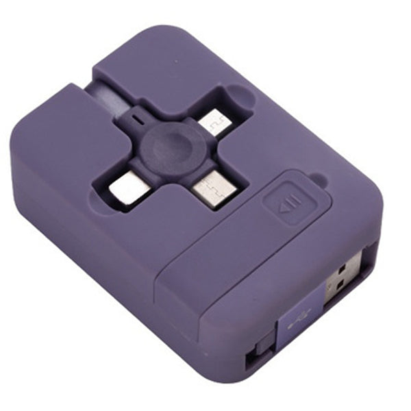 3-in-1 Portable Retractable Charging Cable Purple Charging Cable - Tophatter Daily Deals