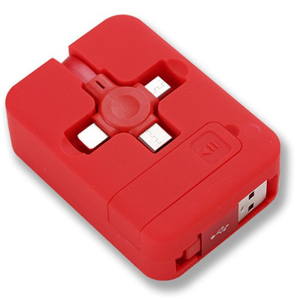 3-in-1 Portable Retractable Charging Cable Red Charging Cable - Tophatter Daily Deals