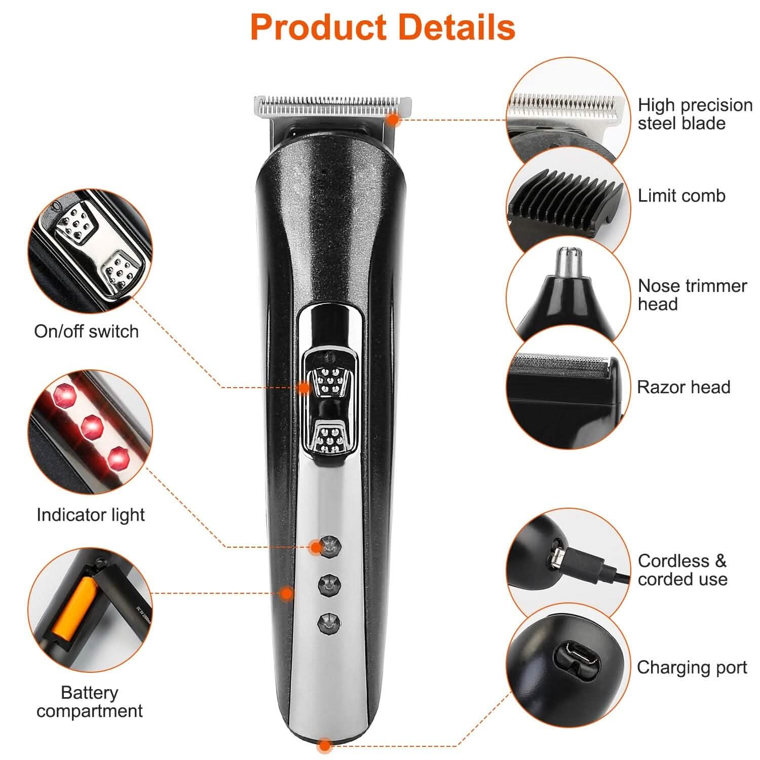 3-in-1 Rechargeable Hair Clipper Cordless Hair Trimmer Shaver Men's Grooming - Tophatter Daily Deals