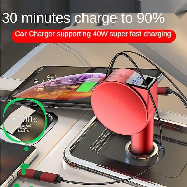 3-in-1 Retractable Car Phone Charger Phone Chargers - Tophatter Daily Deals