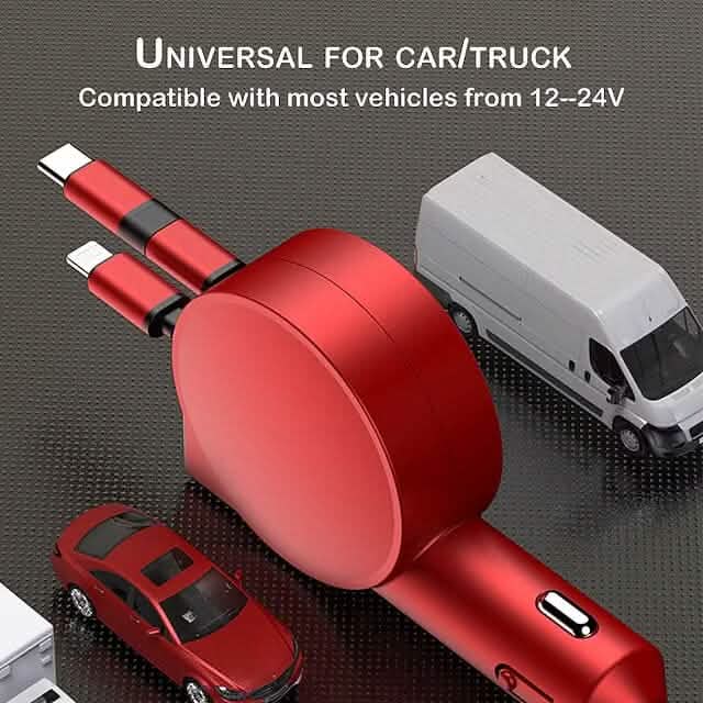 3-in-1 Retractable Car Phone Charger Phone Chargers - Tophatter Daily Deals