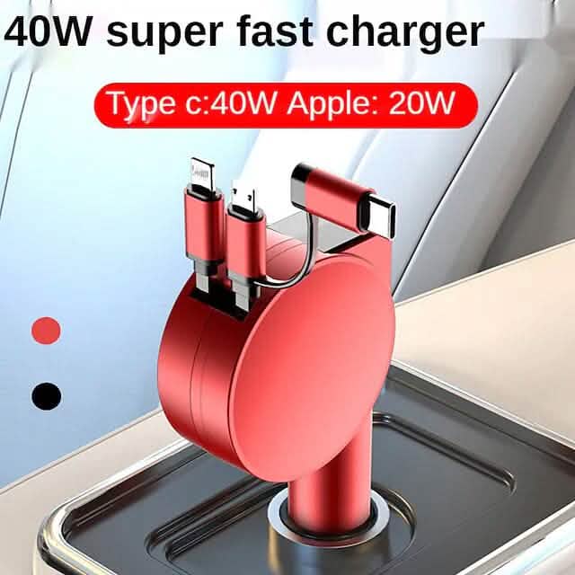 3-in-1 Retractable Car Phone Charger Phone Chargers - Tophatter Daily Deals