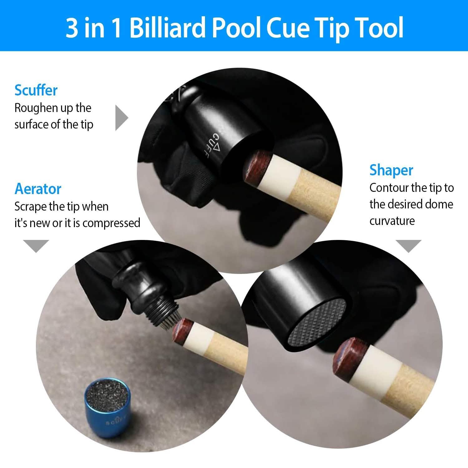 3-in-1 Snooker Pool Cue Tip Tool Outdoor Recreation - Tophatter Daily Deals