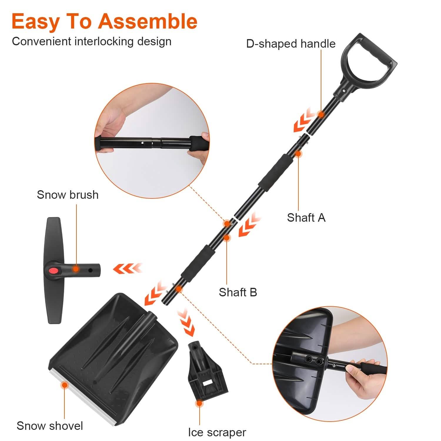3-in-1 Snow Shovel Kit Brush Ice Scraper Automotive - Tophatter Daily Deals