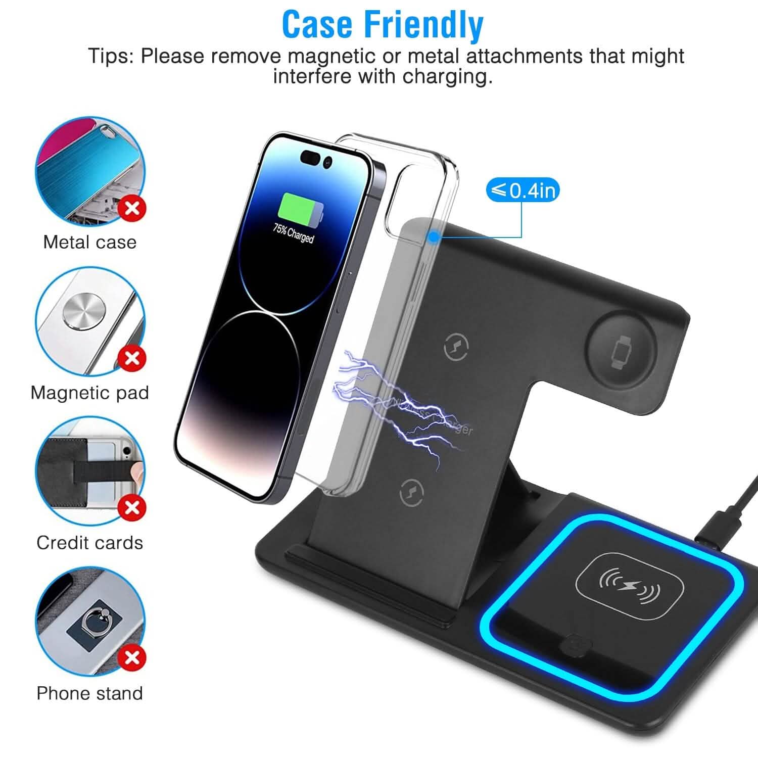 3-in-1 Wireless Fast Charging Station Dock Foldable Mobile Accessories - Tophatter Daily Deals