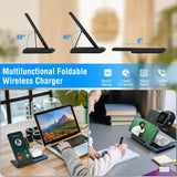 3-in-1 Wireless Fast Charging Station Dock Foldable Mobile Accessories - Tophatter Daily Deals