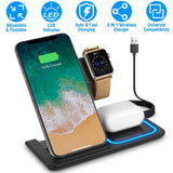 3-in-1 Wireless Fast Charging Station Dock Foldable Mobile Accessories - Tophatter Daily Deals
