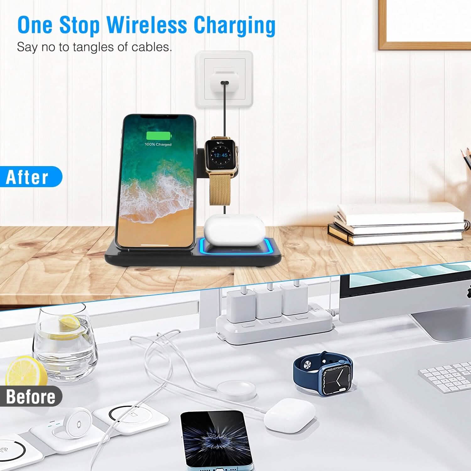 3-in-1 Wireless Fast Charging Station Dock Foldable Mobile Accessories - Tophatter Daily Deals