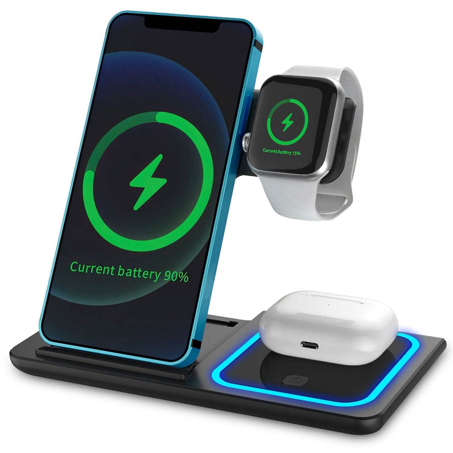 3-in-1 Wireless Fast Charging Station Dock Foldable Mobile Accessories - Tophatter Daily Deals
